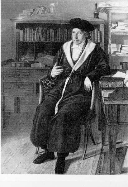 Hegel a los 58 años, acuarela de Julius Sebbers
