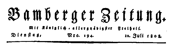 Headline of the BambergerZeitung